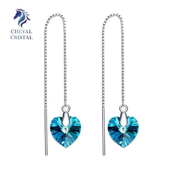 Crystal Heart Earrings | 925 Sterling Silver - Cheval Cristal