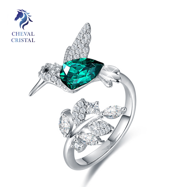 Emerald Hummingbird Ring | 925 Sterling Silver