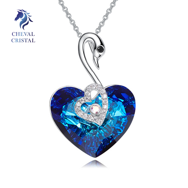 Crystal Blue Swan of Love | Platinum Plated - Cheval Cristal
